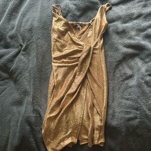 Gold strappy bodycon dress